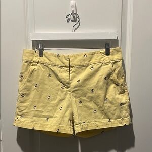 J Crew City Fit Nautical Yellow Women's Shorts with Anchor Print